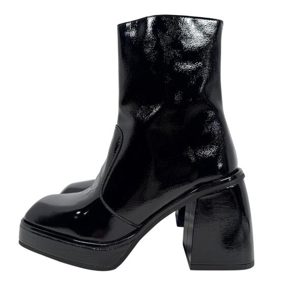 Free People Ruby Platform Boot Women's 6.5-7 EU 37 Black Patent Leather Sq Toe - Picture 4 of 11